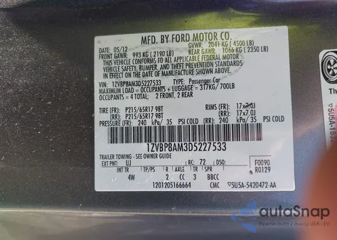 2013 Ford Mustang V6 Premium z USA, uszkodzony, nr VIN 1ZVBP8AM3D5227533